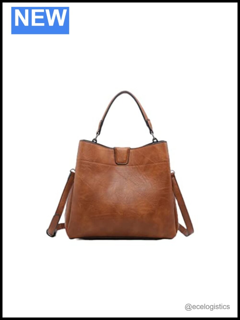Vegan Leather Satchel - Crossbody Shoulder Bag, Adjustable Strap - Women's